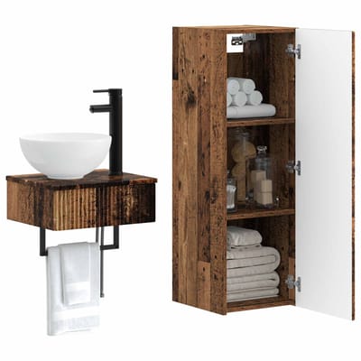 vidaXL - Badkamermeubel - Set - 2 - st - Oud - hout - 33 - x - 34,5 - x - 100 - cm