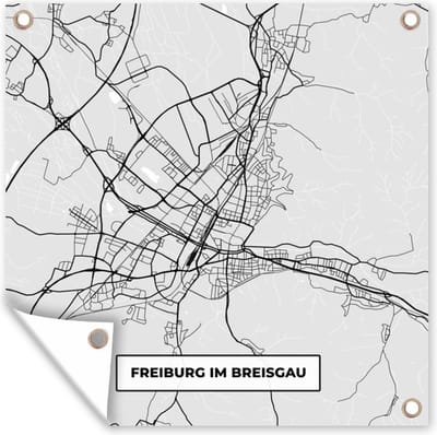 Tuin poster Plattegrond - Duitsland - Freiburg Im Breisgau - Kaart - Stadskaart - 200x200 cm - Tuindoek