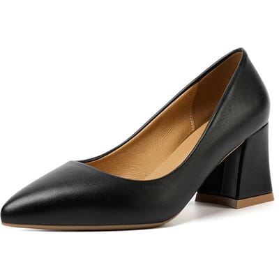 Mode Pumps met Puntneus en Blokhak Dames Effen Kleur Comfortabele Hoge Hakken Dames Kantoor Schoenen Elegante Instappers Party Pumps 42