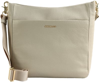 MANDARINA DUCK Leren schoudertas Mellow Leather Crossover Bag Cocoon Lichtgrijs