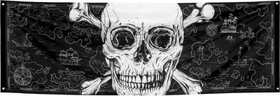 Piraten spandoek met doodshoofd - 74x220cm