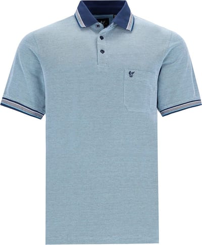Hajo - Poloshirt Piqué - heren - aqua blauw - gemeleerd - maat M