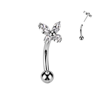 Piercing titanium curved vlinder 1.2x8 - zilver - LMPiercings