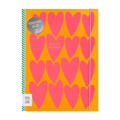 Pepa Lani Bullet Journal PRO Flower Pink Orange Fancy Hearts