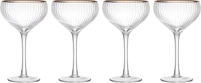 Champagneglazen, Coupes, Set van 4 Stuks, 0.35 L, Loodvrij Glas, Gouden Rand - Mikasa | Sorrento