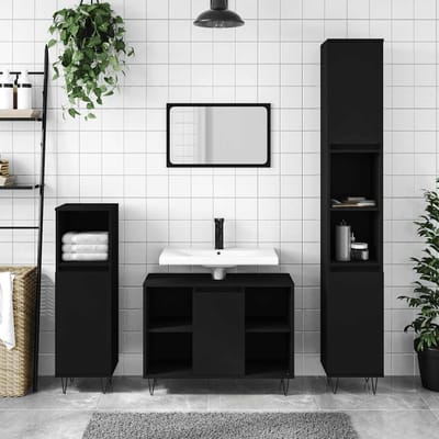 vidaXL - Badkamerkast - 80x33x60 - cm - bewerkt - hout - zwart