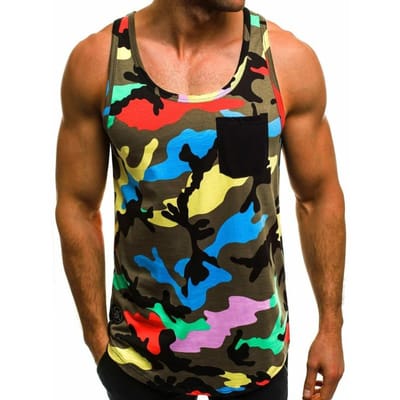 Heren Zomer Sport en Casual Vest Heren Slim Camouflage Bedrukt Persoonlijkheid Mouwloos Vest L