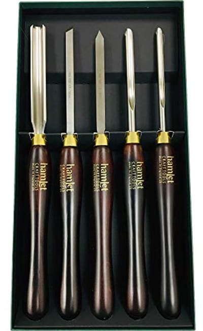 Houtdraai Beitel Set voor Beginners en Gevorderden - 5-delige Set met Handvatten van 255 mm