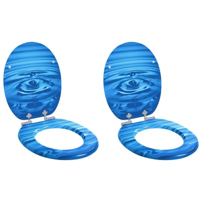vidaXL - Zacht-sluit - toiletzitting - 2 - st - Blauwe - Druppel - 44 - x - 38 - cm