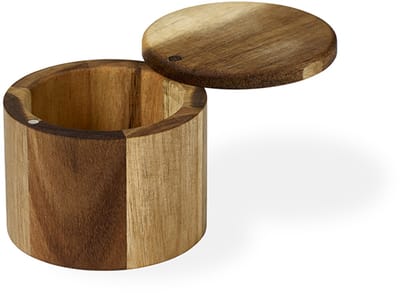 HOLM Zoutpot met Deksel – Houten Zoutvaatje met Magnetische Sluiting – Ideaal voor Keuken & Kookliefhebbers – Acaciahout – FSC Gecertificeerd – Ø 8,9 x 7 cm – Hout