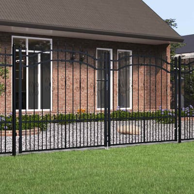 vidaXL - Hekpoort - KAMPEN - met - speerpunt - zwart - 302x150 - cm - staal