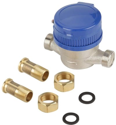 Watermeter voor nauwkeurige metingen van waterverbruik in huis en tuin - Eenvoudig te installeren koudwatermeter 15 mm 1/2 inch