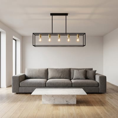 Aigostar 10O1R - Hanglamp - 5x E27 Fitting - Industrieel - voor Woonkamer, Eetkamer, Slaapkamer - Zwart - excl. lichtbron