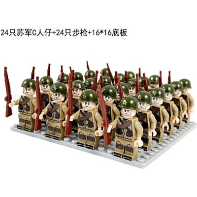 24 Stuks Tweede Wereldoorlog militaire serie, bouwstenen, figuren, speelgoed, miniatuurfiguren, humanoïde poppen, speelgoed, verjaardagscadeaus.