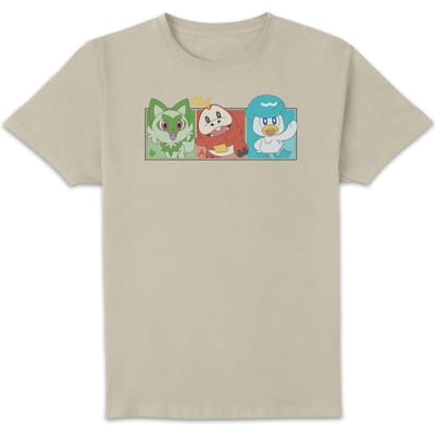 Pokémon 1st Starters Panels Unisex T-Shirt - Cream - L
