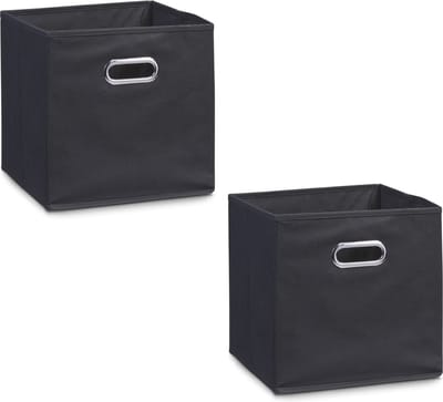 2x Zwarte opbergmanden/kastmanden 32 x 32 cm - Zeller - Woondecoratie/accessoires - Kinderkamer manden - Speelgoed manden - Decoratiemanden - Opbergmanden/opruimmanden - Opbergers