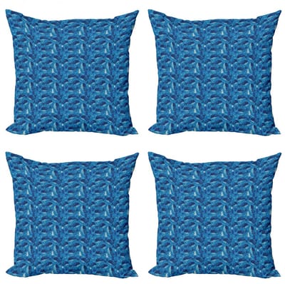 ABAKUHAUS Wal Kussenhoes Set – 4x45 cm – Dubbelzijdig bedrukt – Marineblauw