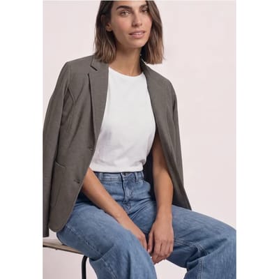 Eenvoudige blazer in effen kleur