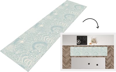 Keukenloper - Loper keuken - Koraal - Hart - Zeewier - Vis - Patroon - 200x50 cm - Keukenloper vinyl