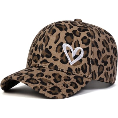 Unisex Liefde Borduurwerk Luipaardprint Baseballpetten Lente Herfst Buiten Verstelbaar Casual Petten Zonbescherming Pet Sportpet bruin