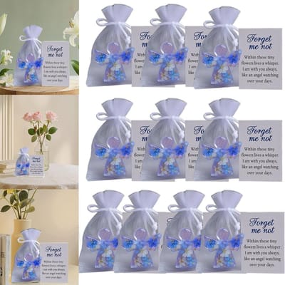 Gedroogde Bloemenengel - Herdenkingsornament - Herinnering Maken - Echte Bloemen - 10 Stuks - Blauw