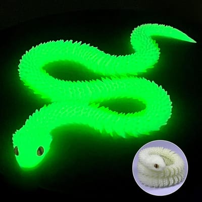 Gelede Slang Figuur 3D Geprint Realistisch Flexibel Beweegbaar Fidget Speelgoed voor Bureau Decoratie - Simulatie Dier Model Creatief Cadeau 30cm green