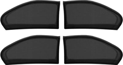 Dailygoods- Zonwering met 4 Stuks - Auto Zonnescherm - Bescherming Tegen UV-Stralen - Zwart Nylon Mesh - Uittrekbaar - Ademend Materiaal