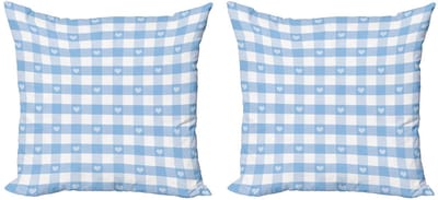 ABAKUHAUS Kussenhoes Set – Gingham Bleekblauw/Wit – 40x40 cm – 2 stuks