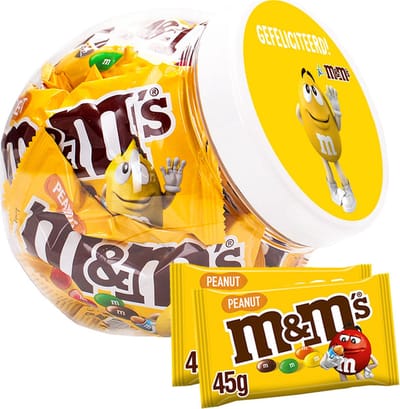 M&M's Peanut - "Gefeliciteerd" - chocolade met pinda - chocoladecadeau - proficiat - in herbruikbare pot - 450g