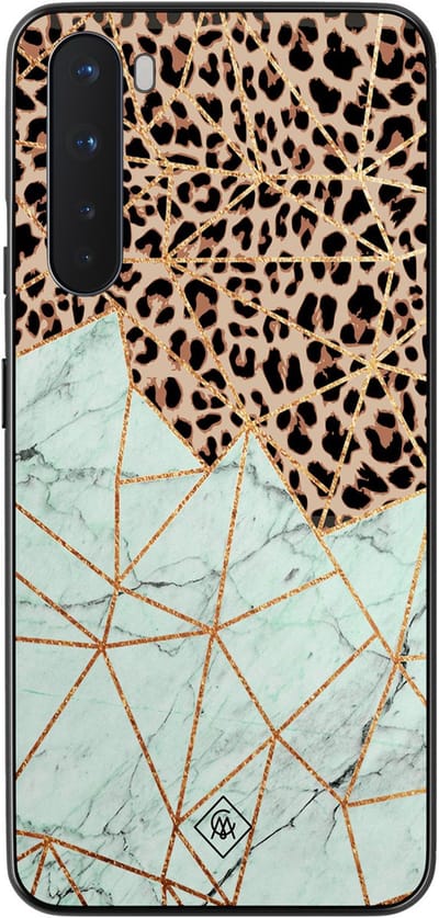Casimoda® hoesje - Geschikt voor OnePlus Nord - Luipaard Marmer Mint - TPU - Backcover - Mint - Luipaardprint