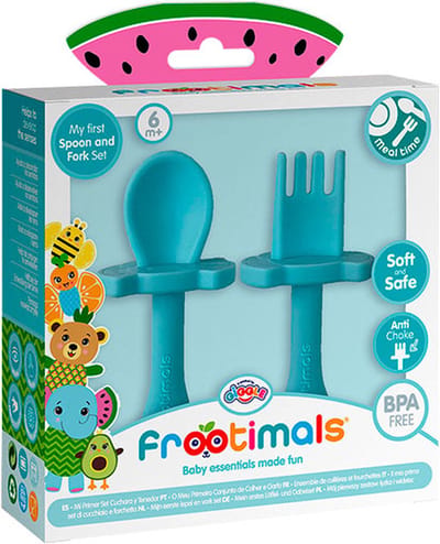 Frootimals " Mijn eerste lepel en vork set" - Maaltijd - Baby - Kind - Tafelbestek - Olifant