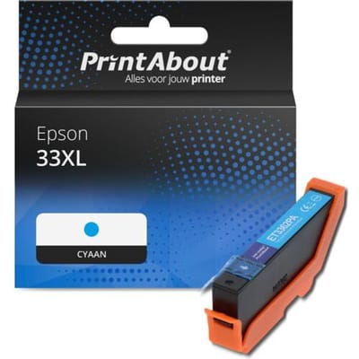 PrintAbout Inktcartridge 33XL (C13T33624012) Cyaan Hoge capaciteit geschikt voor Epson