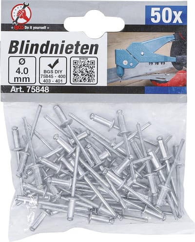 BGS Popnagel assortiment Ø 4,0 mm, 50 delig