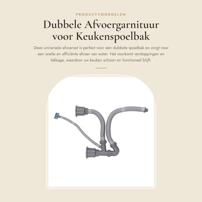 Dailygoods- Afvoergarnituur Snelle Afvoer - Dubbele Afvoerset - Wastafel Afvoerslangkit - Rubber Verbindingen - Eenvoudig te Monteren