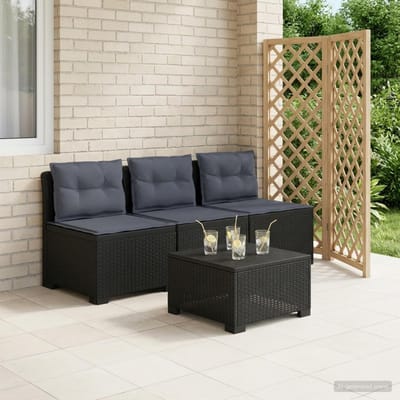 vidaXL - 3-Zits - Tu - bank - met - Kussens - Rattan - Look - 3-zits - PP - Antraciet