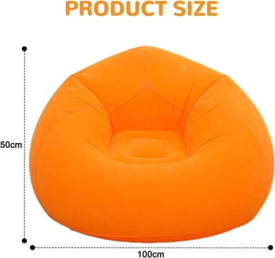 Thijox - Opblaasbare Zitzak Bank - Waterdichte Luchtbank met Luchtpomp - Draagbare Opblaasbare Zitplek voor Camping, Strand, Zwembad - Oranje - 105x10