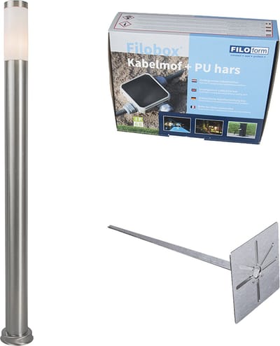QAZQA Rox - Moderne Staande Buitenlamp | Staande Lamp voor buiten - 1 lichts - H 1100 mm - Staal - Buitenverlichting
