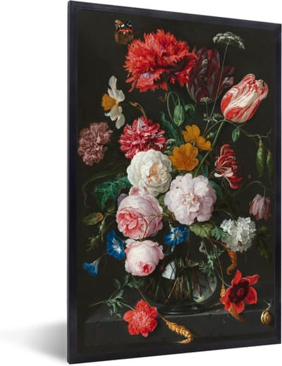 Poster in lijst - Schilderij - Bloemen - Jan Davidsz. de Heem - Fotolijst - Poster - Wanddecoratie - 80x120 cm - Kamerdecoratie - Woonkamer