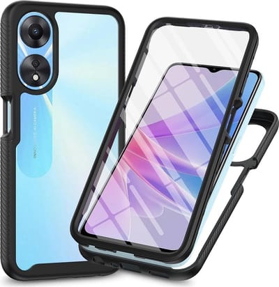 Geschikt voor Oppo A58 5G - ingebouwde schermbeschermer - Back Cover 360 graden hoesje - Zwart