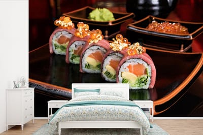 Behang - Fotobehang Luxe Japanse sushi - Breedte 600 cm x hoogte 400 cm