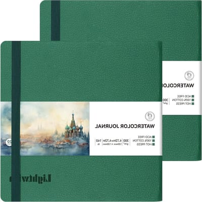 Vierkante Watercolor Schetsboek Set van 2, 40 Vel, 100% Katoen, 300gsm, Zuurvrij, Geschikt voor Kunstenaars en Studenten, 12 x 12 cm