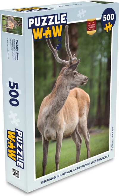 Puzzel Een rendier in Nationaal Park Khovsgol Lake in Mongolië - Legpuzzel - Puzzel 500 stukjes - Kerst - Cadeau - Kerstcadeau voor mannen, vrouwen en kinderen