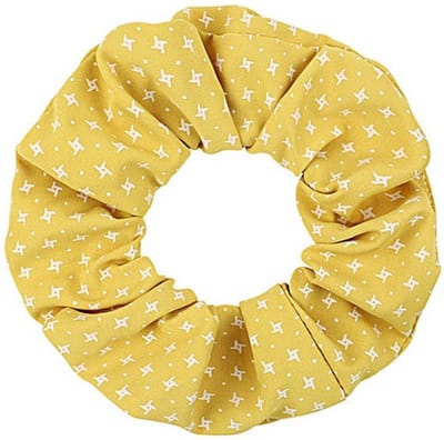 Haarsoires Haarelastiek Scrunchie – Sterrenprint – Wit Geel - Haarkrinkel - Haar Elastiek met Stof - Zacht & Haarvriendelijk