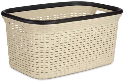 KIPIT Wasmand - crème/beige - kunststof - rotan - inhoud 36 L