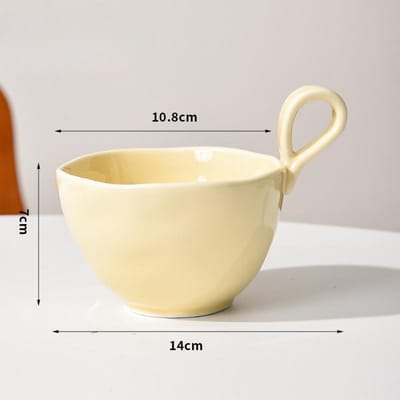 Minimalistische Handvat Koffiekop Latte Havermout Ontbijtkop Effen Kleur Kop Korte Dikke Grote Mond Noordse Mok Keramiek 300ml