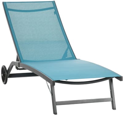 Opklapbare Ligstoel - Ligbed met 5-standen Verstelbare Rugleuning - Tuinstoel - Strandstoel - Campingligstoel - tot 150 kg - Zonnebed - Relaxstoel voor Tuin, Terras, Zwembad & Balkon - Blauw