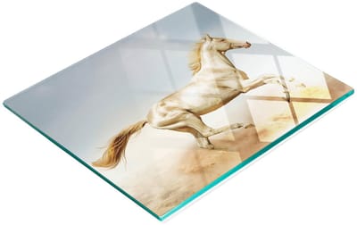 Multifunctionele decoratieve glazen snijplank voor de keuken met paardenprint, 60x52 cm
