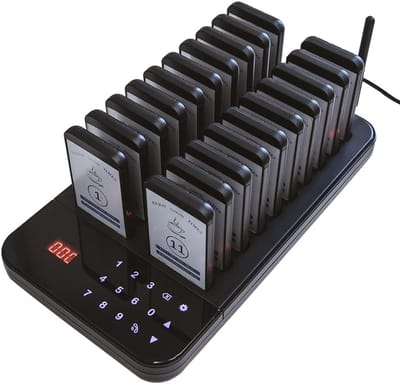 Restaurant Oproepsysteem , 20 Pagers, 7 Oproepmodi, Gemakkelijk te Gebruiken, Waterdicht Aanraaktoetsenbord, Semafoonsysteem voor Bar, Ziekenhuis, Hotel