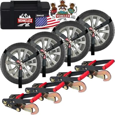 4 Pack 2"x20' Wiel Tie Down Riemen met Snap Haken - 1999 kg BS Ratelriemen voor Aanhangwagens