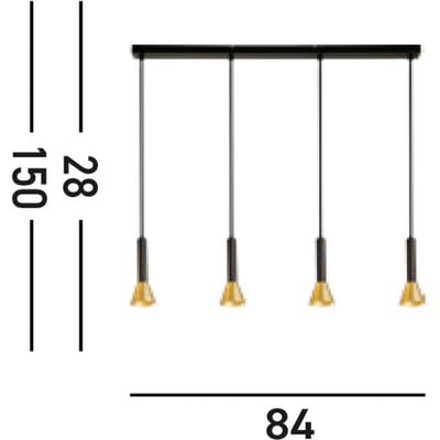 Searchlight Hanglamp Signal, lengte 84 cm, zwart/goudkleurig, metaal